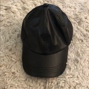 Faux leather baseball cap